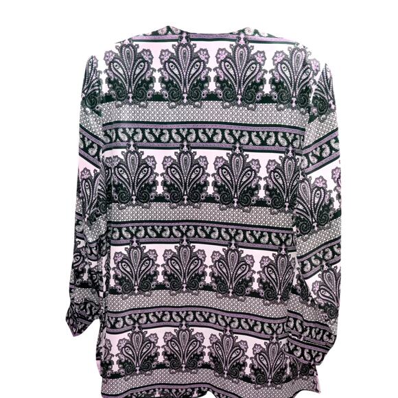 VINTAGE Gorgeous Tunic Top Long Blouse Shirt Size 18 Pale Pink Green Low Wrinkle - Picture 3 of 9